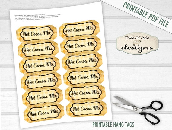 Hot Cocoa MIx Printable Hang Tags - Hot Cocoa Mix - Digital Print PDF and/or JPG File