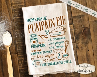 Pumpkin Pie SVG  - pie recipe svg - Fall svg - Pumpkin svg - Autumn SVG - Kitchen svg - Commercial Use svg, dxf, png and jpg files