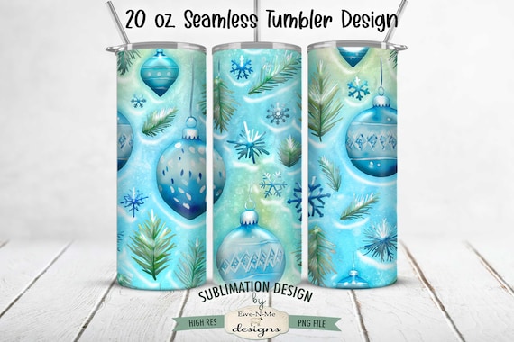 3D Christmas Ornament Seamless Tumbler Sublimation Design - Sublimation Design for  20 oz. Tumbler - 20 oz Tumbler Wrap