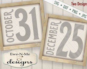 October 31 svg - December 25 svg - numbers svg - halloween christmas numbers svg - numbers svg bundle - Commercial use svg, dxf, png, jpg