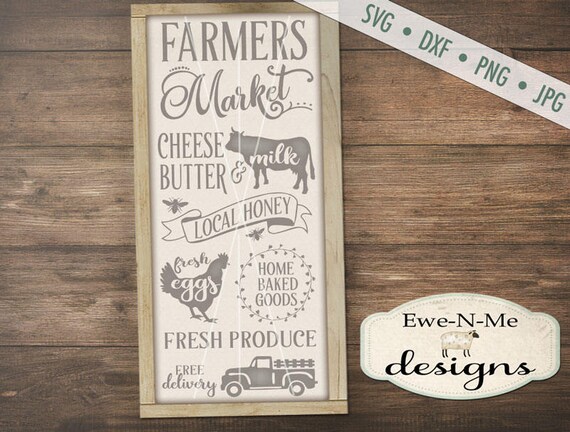 Farmers Market SVG - fresh eggs svg - farmhouse svg - old truck svg - cow svg