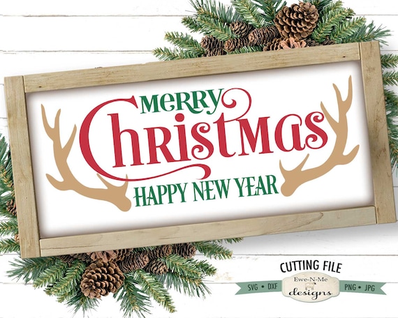 Merry Christmas SVG - Antlers SVG