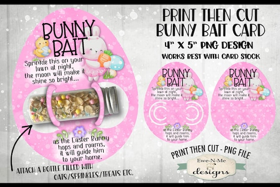 Bunny Bait Print Then Cut Egg Shaped Card PNG | Pink Egg Shaped Bunny Bait Print and Cut Card