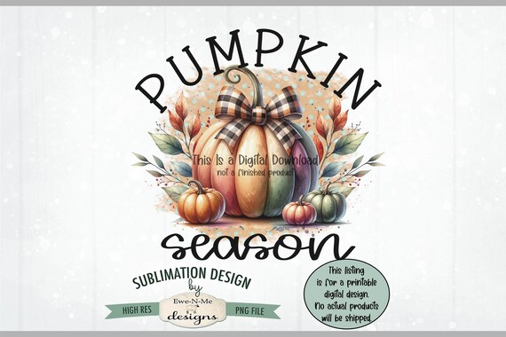Pumpkin Season Sublimation Design | Pumpkin with Bow png file |  Cute Pumpkin Bow Coquette Sublimation or Printable png