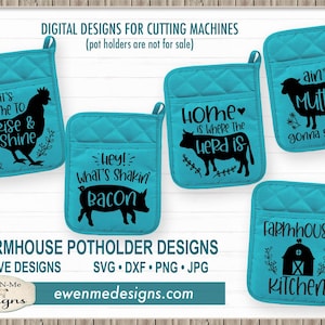 Pacchetto presine da fattoria SVG - Maiale svg - Mucca svg - Animali da fattoria SVG - Uso commerciale svg, png, dxf, jpg