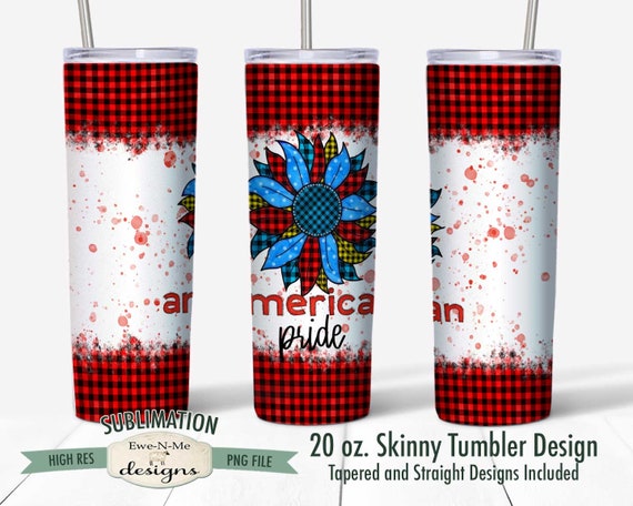 Patriotic Sunflower 20 oz. Tumbler Sublimation Design - American Pride