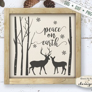 Paz en la Tierra SVG - Deer Woods svg - Paz SVG - Copo de nieve svg - Navidad SVG - Uso comercial svg, dxf, png, jpg