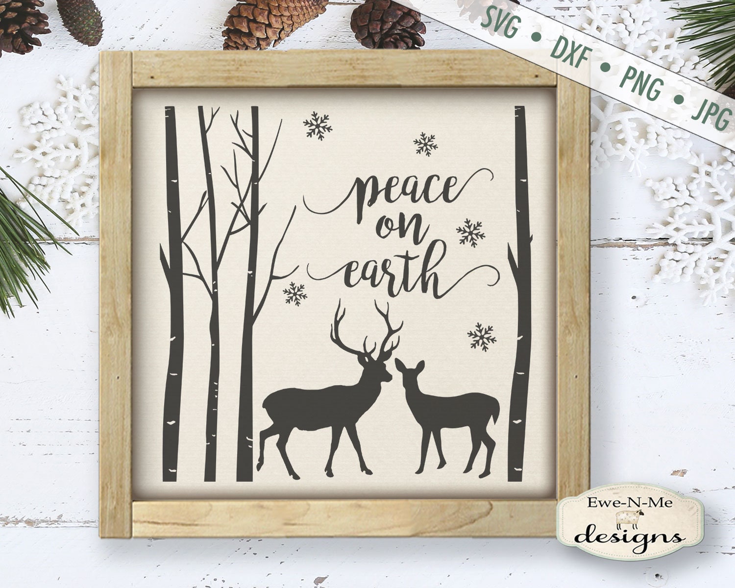Download Peace on Earth SVG - Deer Woods svg - Peace SVG - Snowflake svg - Christmas SVG - Commercial Use ...