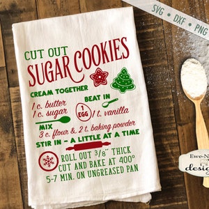 Ausgeschnittenes Keksrezept SVG - Zuckerkeksrezept svg - Weihnachtssvg - Zuckerkeks SVG - Küche svg - Kommerzielle Nutzung svg, dxf, png, jpg