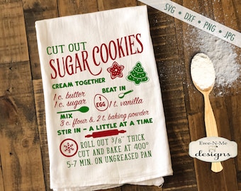 Cut Out Cookie Recept SVG - Sugar Cookie recept svg - Kerst svg - Sugar Cookie SVG - Keuken svg - Commercieel gebruik svg, dxf, png, jpg