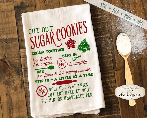 Cut Out Cookie Recipe SVG - Sugar cookie recipe svg - Christmas svg - Sugar Cookie SVG - Kitchen svg - Commercial Use svg, dxf, png, jpg