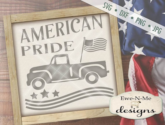 Patriotic svg - July 4th SVG - Vintage Red Truck svg - American Pride svg - Old Truck with Flag svg -  Commercial Use svg, dxf, png, jpg