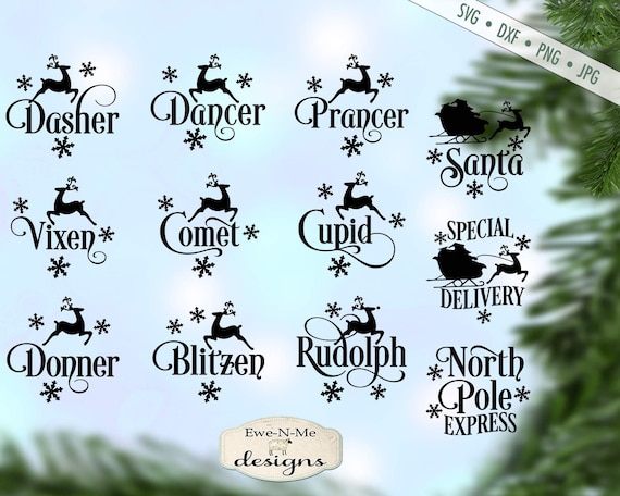 Reindeer Names SVG - christmas svg - Snowflake SVG - Santa svg - ornament  svg -  Reindeer SVG - Commercial use svg bundle