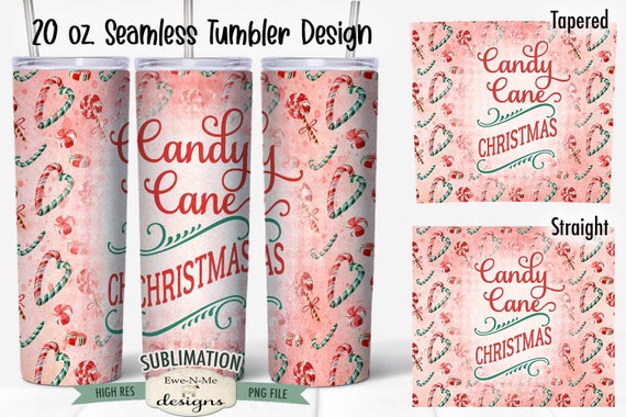 Candy Cane Christmas Tumbler Sublimation Design - Sublimation for  20 oz. Tumbler Straight and Tapered