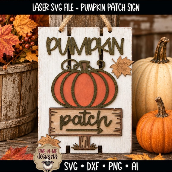 Pumpkin Patch Pallet Sign SVG - Fall Laser Cut File - Layered Pumpkin Sign - Autumn Door Hanger SVG - Fall Decor Laser File