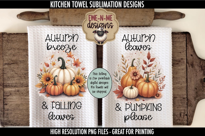 Höstpumpa sublimering PNG-paket - 16 höstkökshandduksdesigner - Skörd PNG-filer - Digital nedladdning bild 3