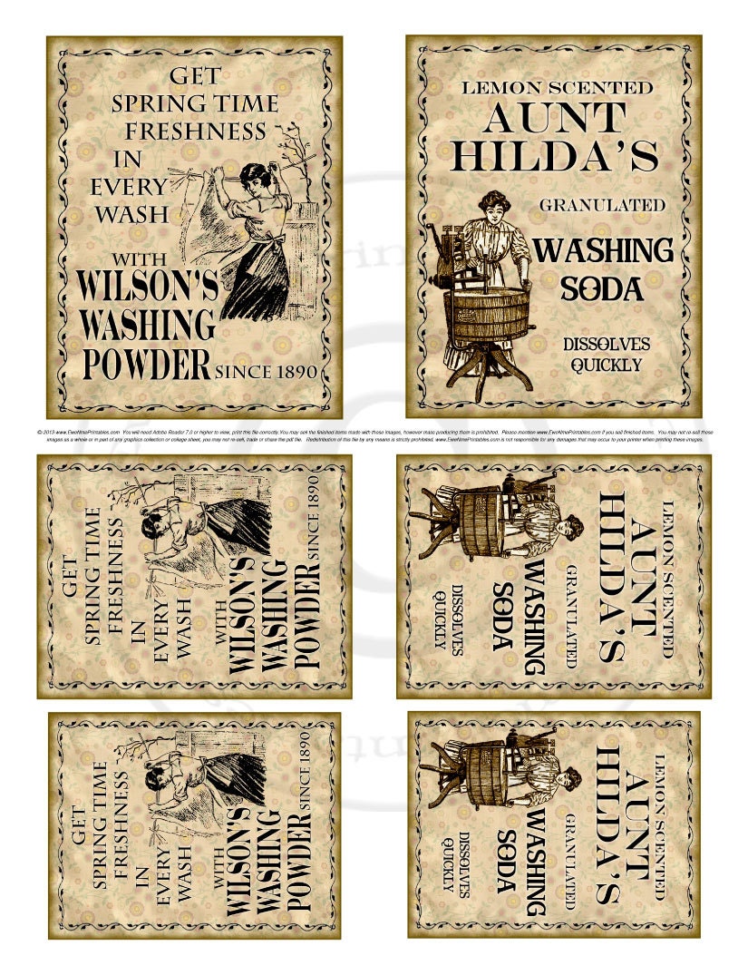 vintage look laundry farmhouse label printables aunt hildas washing