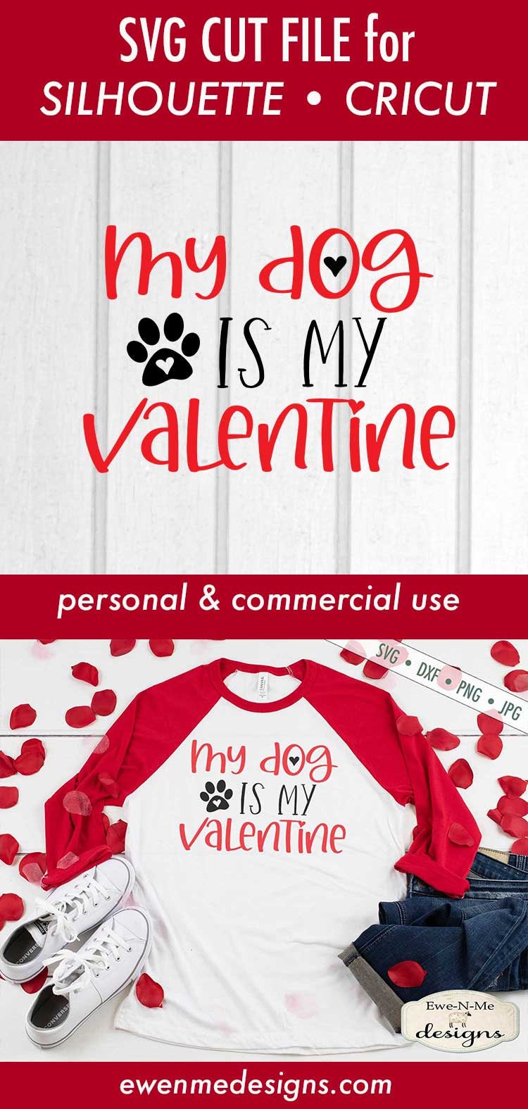 Valentine SVG - Dog Valentine SVG - Heart SVG - Paw Print svg - Dog