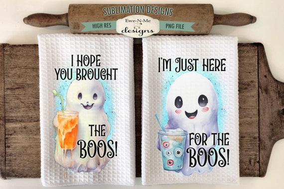 Halloween Ghost Boos Kitchen Towel Sublimation Design -  Kitchen Towel Ghost Kitchen Sublimation Designs - Halloween Kitchen Designs