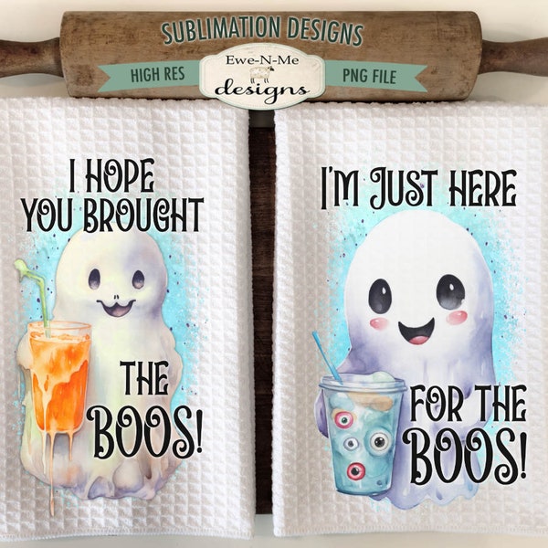 Halloween Ghost Boos Kitchen Towel Sublimation Design -  Kitchen Towel Ghost Kitchen Sublimation Designs - Halloween Kitchen Designs