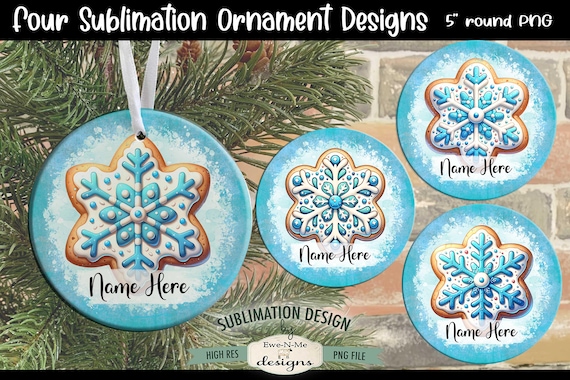 Blue Snowflake Cookies Ornament Designs PNG Files | Christmas Snowflake Cookie Ornament Designs | Christmas Cookie Ornament Designs