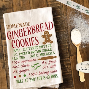 Receta de galleta de jengibre SVG - receta de galleta svg - Navidad svg - Pan de jengibre SVG - Cocina svg - Uso comercial archivos svg, dxf, png, jpg