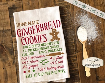 Gingerbread Cookie Recipe SVG - cookie recipe svg - Christmas svg - Gingerbread SVG - Kitchen svg - Commercial Use svg, dxf, png, jpg files