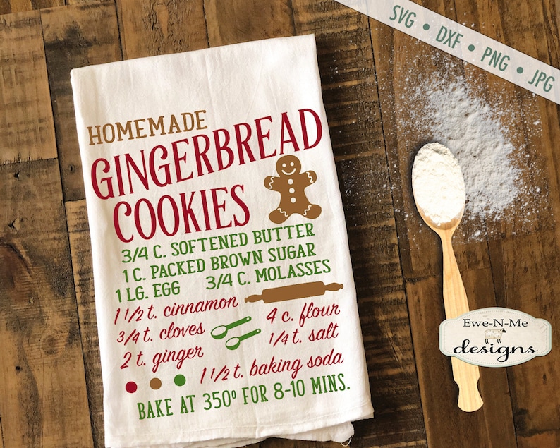 Gingerbread Cookie Recipe SVG Cookie Recipe Svg Christmas - Etsy