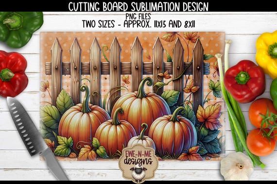 Fall Pumpkins Cutting Board Sublimation Design: PNG Files