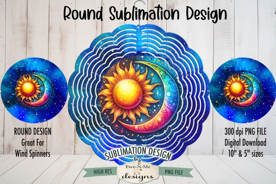 Celestial Sun and Moon Round Sublimation Design | Sun Moon Stars Celestial Sublimation Design | Summer Sun and Moon Round PNG