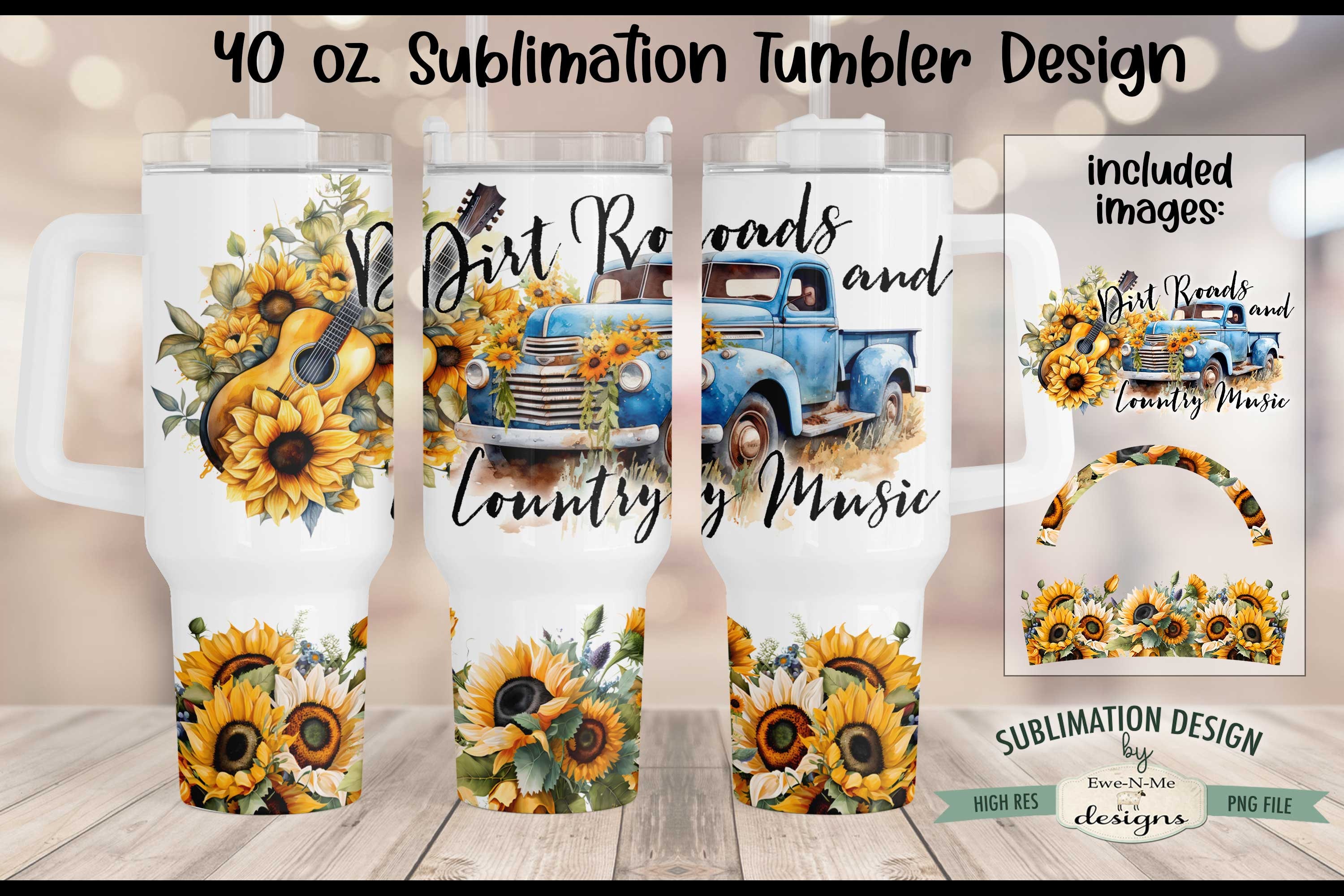 Country Music Small Town Vibes 40oz Tumbler Wrap PNG Tumbler Design  Sublimation Designs Downloads Sublimation Tumbler With Handle Wrap 