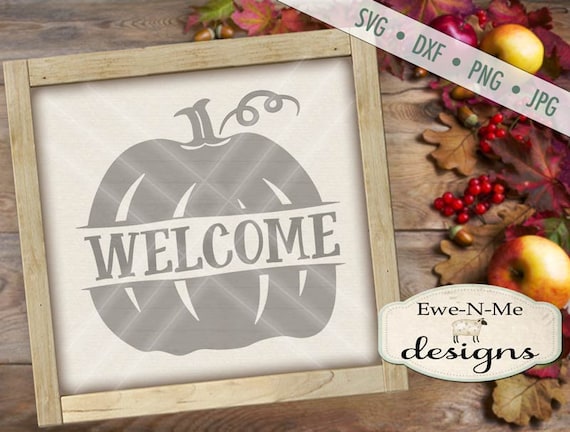 Pumpkin SVG  - Split Pumpkin svg - Welcome svg  - Fall SVG - Autumn SVG - Commercial Use svg, dxf, png, jpg