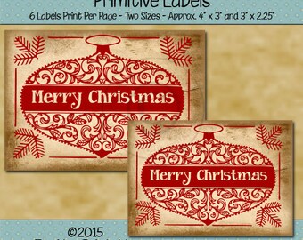 Weihnachten ausdrucken - Weihnachtsetiketten - Weihnachtsetiketten - Druckbare Weihnachtsetiketten - Weihnachtsornament-Etiketten - Druckbare PDF- oder JPG-Datei