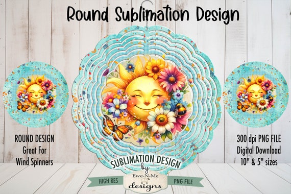 Floral Sunshine Round Sublimation Design | Sunshine Butterfly Summer Sublimation Design | Summer Sunshine Round PNG