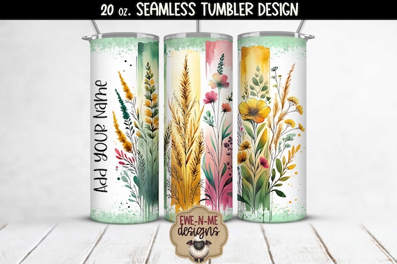 20 oz Floral Brushstrokes GREEN Sublimation Tumbler Design | Seamless Design 20 oz Tumbler | Spring Mothers Day Tumbler Design