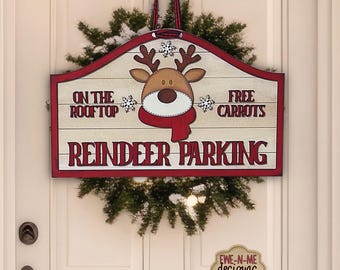 Reindeer Parking Sign SVG | Christmas Laser Cut Files | Lightburn Ready Digital Download