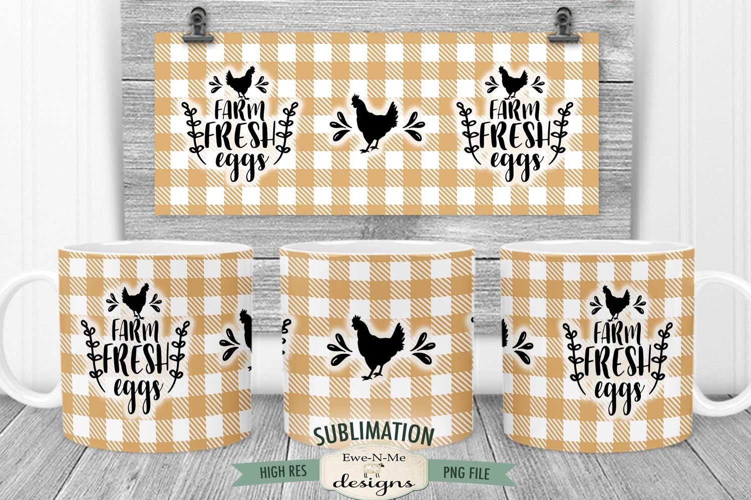 Download Farm Fresh Eggs Sublimation Mug Design - Chicken with ...