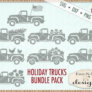 Stary pakiet svg Truck - ciężarówka svg - Pakiet svg Holiday Truck - sezonowa ciężarówka svg - Ciężarówka svg wszystkie pory roku - Komercyjne użycie svg dxf png jpg