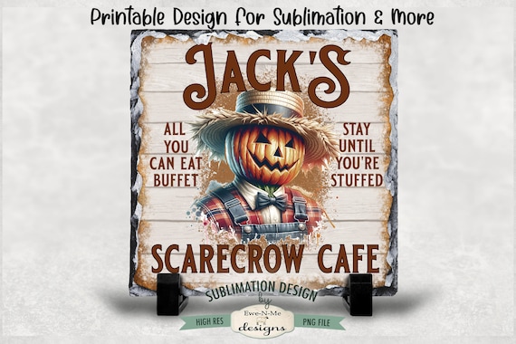 Jacks Scarecrow Cafe Sublimation Design | Vintage Scarecrow Printable  | Old Fashioned Scarecrow Printable Sublimation Design | PNG and JPG