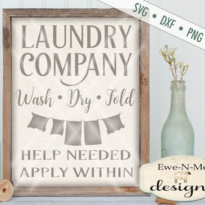 Laundry Company SVG - laundry svg - Laundry room SVG - clothesline svg - laundry sign svg - Commercial Use svg, dxf, png, jpg
