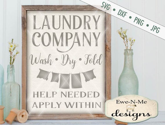 Laundry Company SVG - laundry svg - Laundry room SVG - clothesline svg - laundry sign svg - Commercial Use svg, dxf, png, jpg