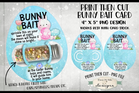 Bunny Bait Print Then Cut Egg Shaped Card PNG | Blue Egg Shaped Bunny Bait Print and Cut Card