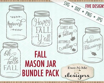 Fall SVG Bundle - Fall Mason Jar svg bundle - Mason Jar SVG - autumn svg