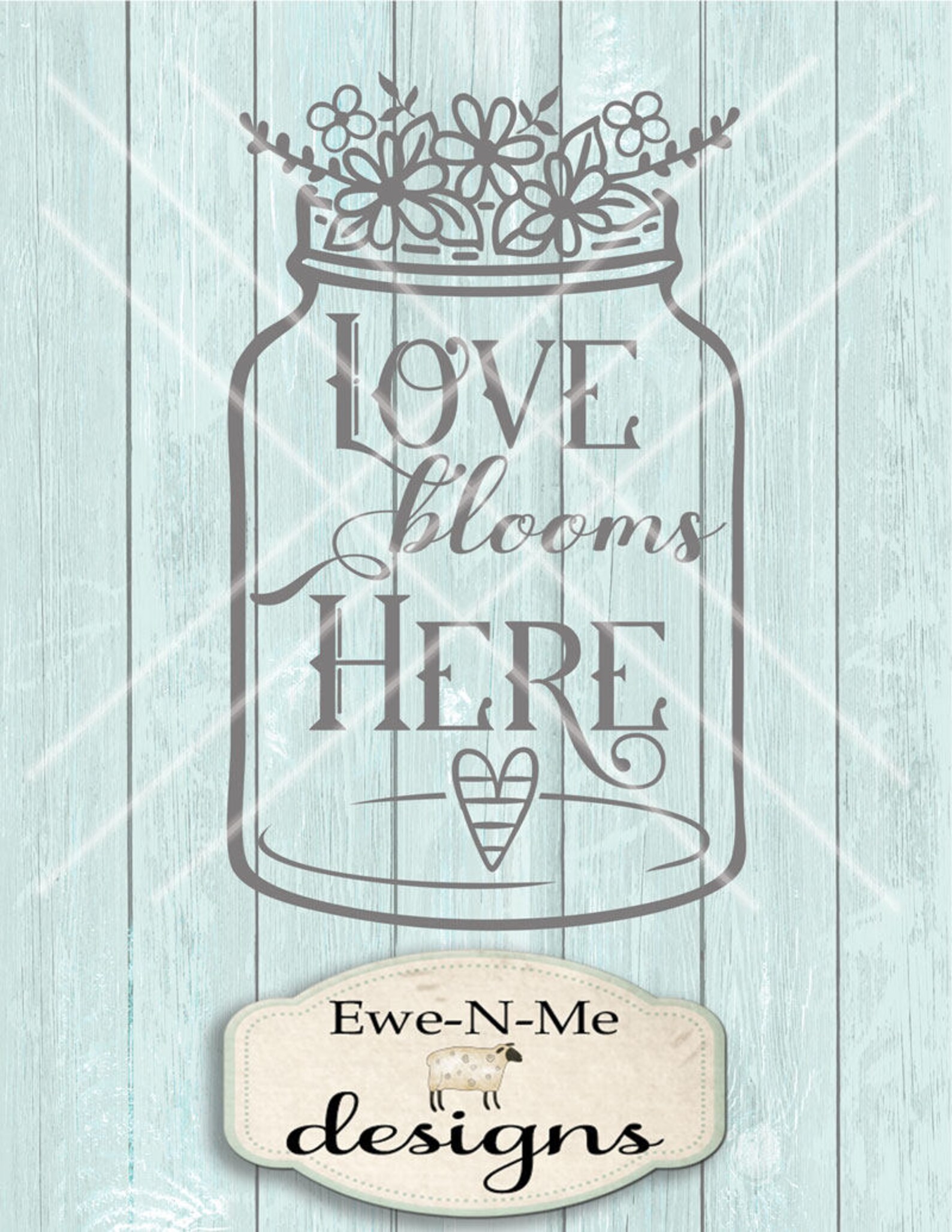 Valentine SVG Love Blooms Here Svg Mason Jar Svg Heart - Etsy