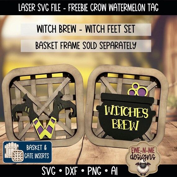 Interchangeable Tobacco Basket Inserts SVG - Halloween Witch Feet and Witches Brew Set - Fall Decor - Laser Cut File - Fits Basket Frame