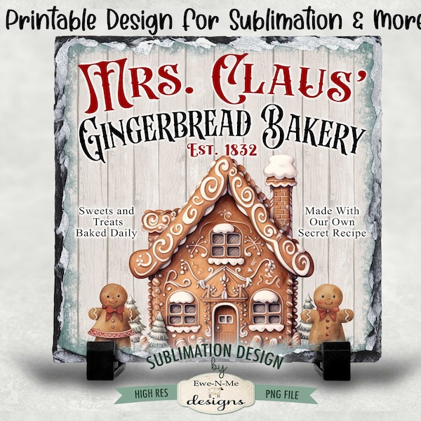 Mrs Claus Gingerbread Bakery Sublimation Design | Vintage Ginger Printable  | Old Fashioned Ginger Printable Sublimation Design | PNG & JPG