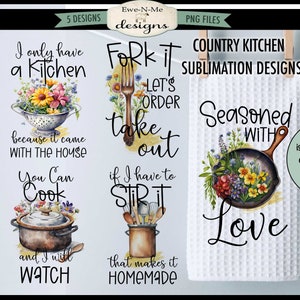 Funny Country Kitchen Towel Sublimation Bundle Kitchen Towel Sublimation Designs Cute and Funny Kitchen Designs image 1