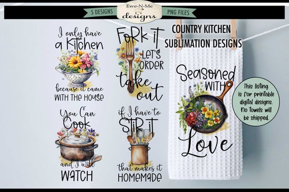 Funny Country Kitchen Towel Sublimation Bundle -  Kitchen Towel Sublimation Designs - Cute and Funny Kitchen Designs