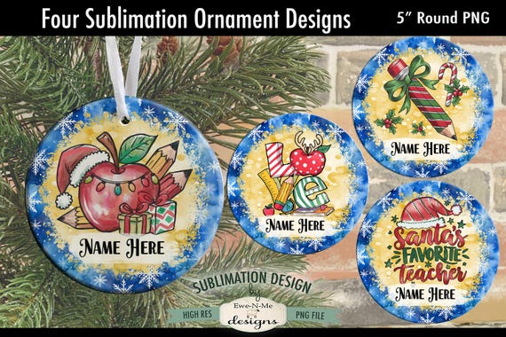 Teacher Ornament Designs PNG Files | Christmas Teacher Ornament Designs | Colorful Christmas  Ornament Designs for Teachers