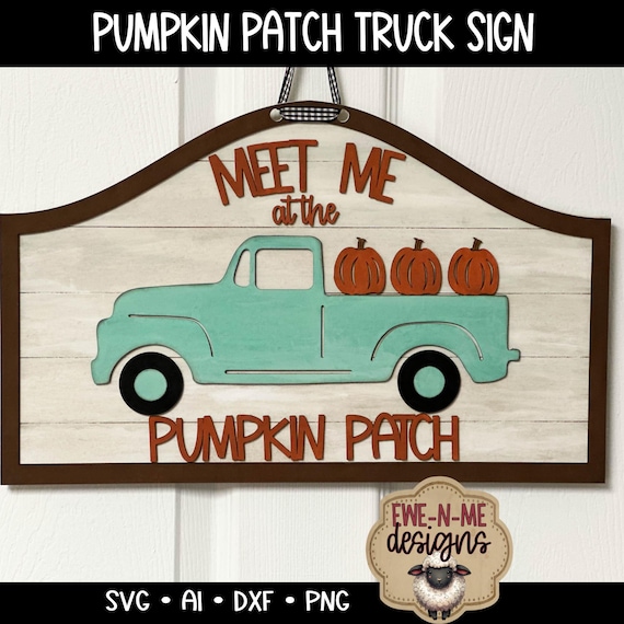 Pumpkin Patch Truck Laser SVG – Fall Layered Wood Sign File – Farmhouse Autumn Decor – Laser Cut Sign Design for Glowforge & xTool and more